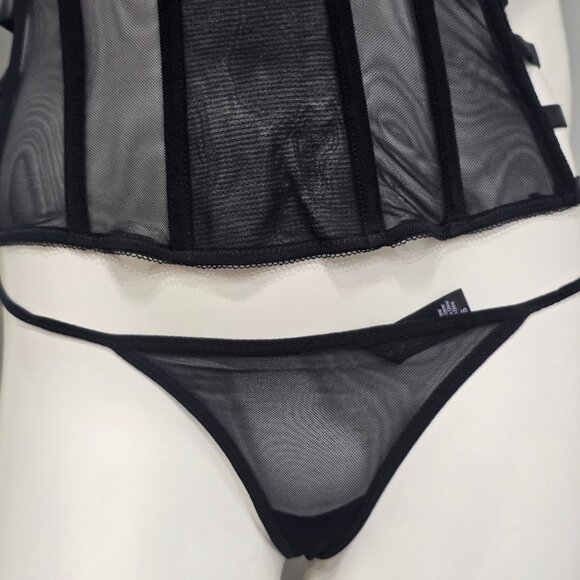 Rene Rofe  Uncaged Caged Side Bustier & G-String Lingerie Set - Picture 8 of 11